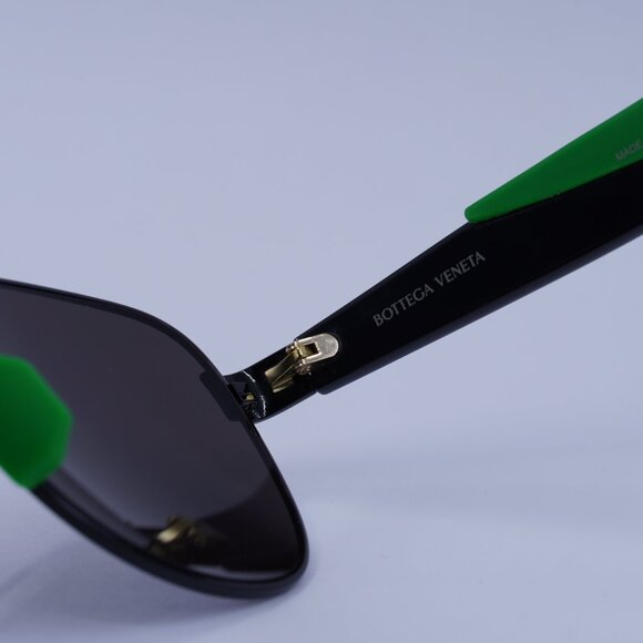 Bottega Veneta BV1231S 001 Sunglasses Black/Green Aviator Frame, Grey Lenses - Picture 7 of 11